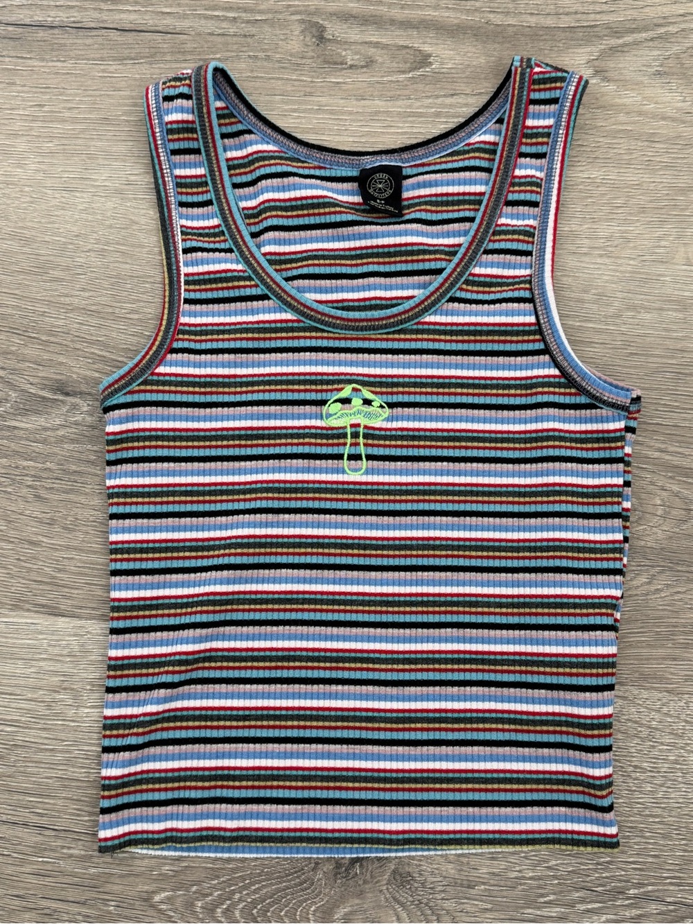 Urban Outfitters Blue Cat Y2K Striped Mushroom Tank Top Small